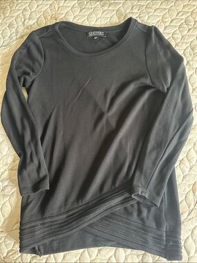 Context Black Long Sleeve Layered-Hem Women's Top